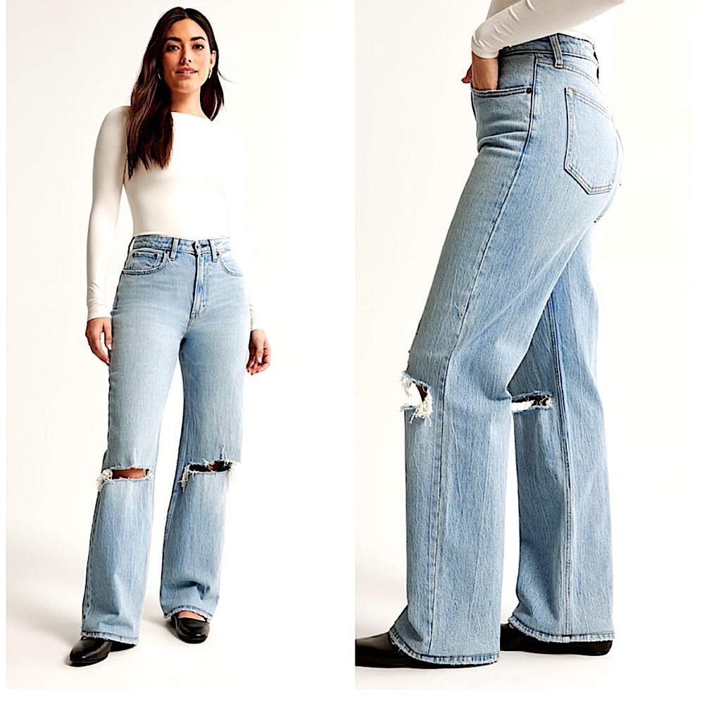 Abercrombie & Fitch Curve Love Ultra High Rise 90s Straight Jeans NEW NWT